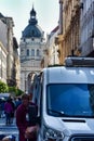Unloading a car on the street in budapest. Royalty Free Stock Photo