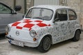 Decorated Oldtime Zastava vintage car at Sibenik Old Town, Croatia, Europe