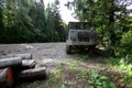 Car using for hauling wood