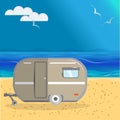 Car van for travel and leisure, on the beach, summer travel Royalty Free Stock Photo