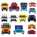 Car vector front view auto delivery transport offroad automobile vehicle illustration set of cargo truck and mockup