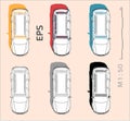 Car vector icons set for architectural drawing and illustration