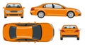 Car vector template side, front, back top view Royalty Free Stock Photo