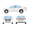 Car vector template on white background. Business sedan isolated. white sedan flat style. side back front view Royalty Free Stock Photo