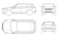 Car vector template on white background. Compact crossover, SUV, 5-door station wagon on outline. Template vector Royalty Free Stock Photo