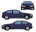 Car vector template on white background. hatchback car isolated. Vehicle branding mockup. Side, front view. Vector