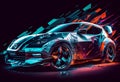 Car vehicle with an abstract glitch effect