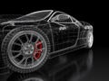 3D car mesh on a black Royalty Free Stock Photo