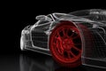 3D car mesh on a black Royalty Free Stock Photo