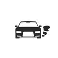 Car or vehicle engine running icon vector, black an white pictogram of automobile parked with started engine symbol