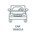 Car vehicle, front view line icon, vector. Car vehicle, front view outline sign, concept symbol, flat illustration Royalty Free Stock Photo