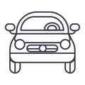 Car vehicle, front view vector line icon, sign, illustration on background, editable strokes Royalty Free Stock Photo