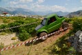 Car 4x4 off road climbing on the mountain at a car race in village theodoriana , arta perfecture , greece