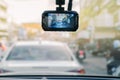 Car video recorder on vehicle front Royalty Free Stock Photo