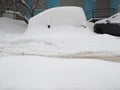 Car was so covered with snow that it turned into a snowdrift Royalty Free Stock Photo