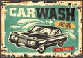 Car wash antique sign post illustration Royalty Free Stock Photo