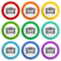 Car wash, auto cleaning service vector icons, set of colorful flat design buttons for webdesign and mobile applications Royalty Free Stock Photo