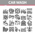 Car Wash Auto Service Collection Icons Set Vector