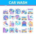 Car Wash Auto Service Collection Icons Set Vector Royalty Free Stock Photo