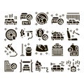 Car Wash Auto Service Glyph Set Vector