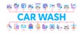 Car Wash Auto Service Minimal Infographic Banner Vector