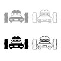 Car wash automatic icon outline set grey black color Royalty Free Stock Photo