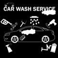 Car wash banner drawing by white color