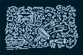 Car wash doodle pattern. Cartoon lines cleaning and cleaning of transport. The pattern for the auto washing service is a