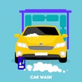 Car Wash Flat Concept Icon