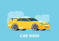 Car wash. Flat design vector illustration Royalty Free Stock Photo