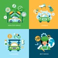 Car wash flat icons Royalty Free Stock Photo