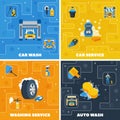 Car Wash 4 Flat Icons Square Royalty Free Stock Photo