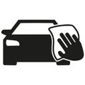 Car wash icon with hand wash and sponge flat design black Royalty Free Stock Photo