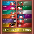 Car wash icons on copperplate