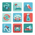 Car Wash Icons Flat Royalty Free Stock Photo