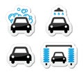 Car wash icons set -