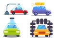 Car wash icons set, cartoon style Royalty Free Stock Photo