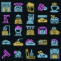 Car wash icons set vector neon Royalty Free Stock Photo