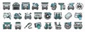 Car wash icons set, outline style Royalty Free Stock Photo