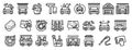 Car wash icons set, outline style