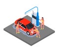 Car Wash Isometric Colored Composition