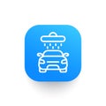 Car wash line icon on rounded square shape