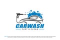 car wash logo bubble foam steam water gun spray Royalty Free Stock Photo