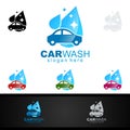 Car Wash Logo, Cleaning Car, Washing and Service Vector Logo Design Royalty Free Stock Photo