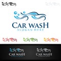 Car Wash Logo, Cleaning Car, Washing and Service Vector Logo Design Royalty Free Stock Photo