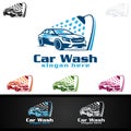 Car Wash Logo, Cleaning Car, Washing and Service Vector Logo Design Royalty Free Stock Photo