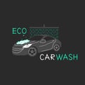 Car wash logo on a dark background, eco-friendly