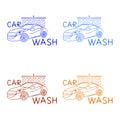 Car wash logo in different colors on white background, set Royalty Free Stock Photo