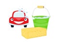 Car wash with red car Royalty Free Stock Photo