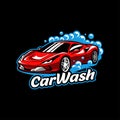 car wash red car service soap washer care cleaner foam garage dirty Royalty Free Stock Photo